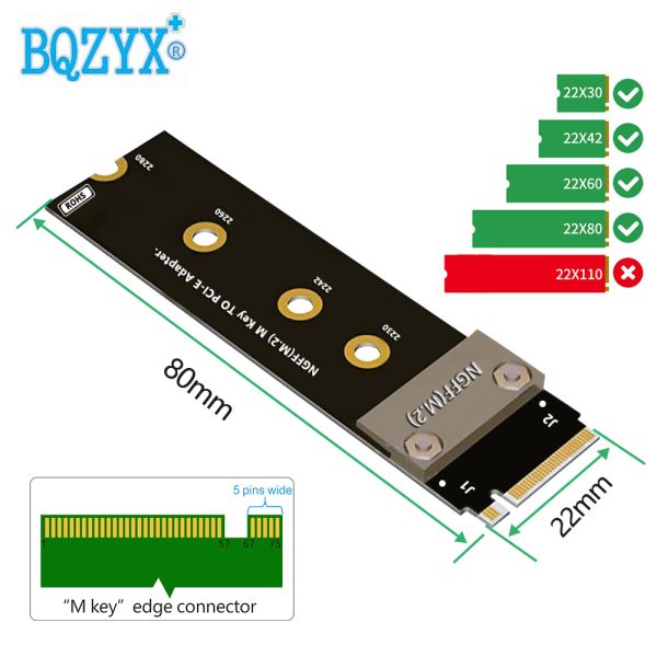 M.2 NVMe Computer Adapter NGFF PCIe 3.0 Adapter X16 Extension Cable 20cm M.2 NVMe Cable