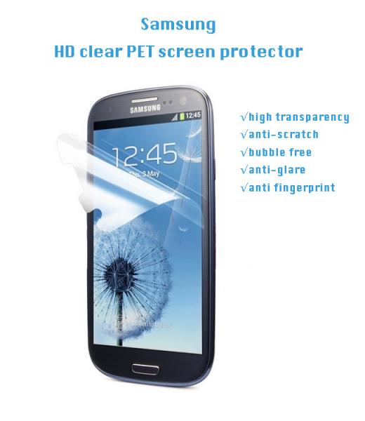 Samsung HD clear PET Screen Protector, 100% Bubble-free,high transparency,anti-fingerprint