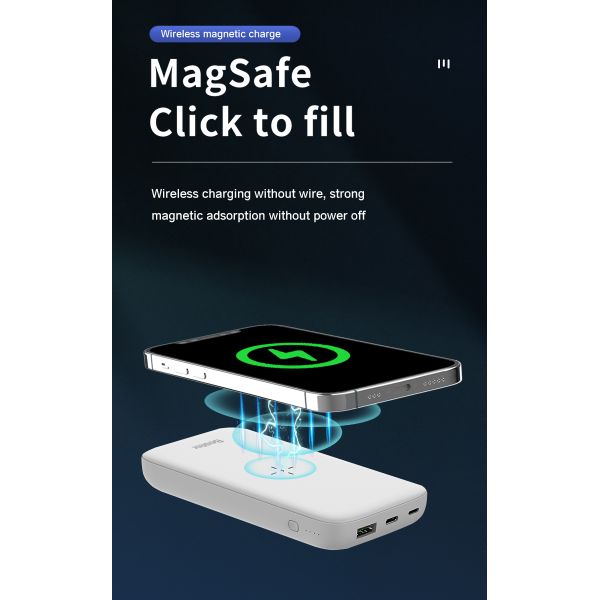 Portable Power Bank 10000mAh High Capacity 18W Wireless Magnetic Power BanksPocket Size