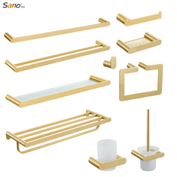 Gold Luxurious Stsinless Steel 304 Bathroom Hardware Sets Accessories