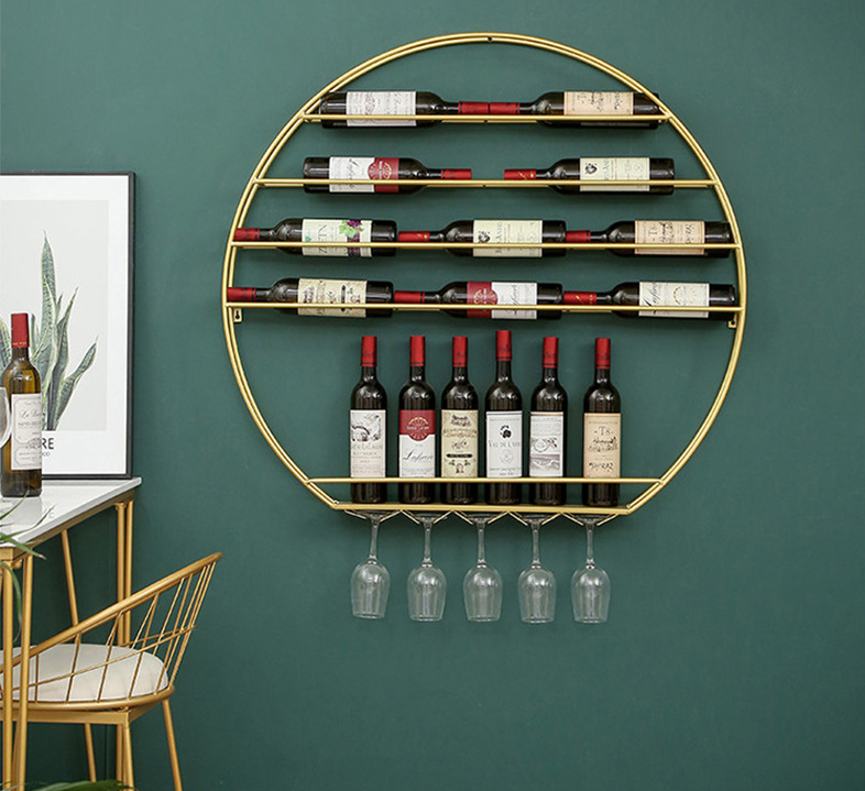Household Wall Mounted 80cm Diameter Metal Wine Rack