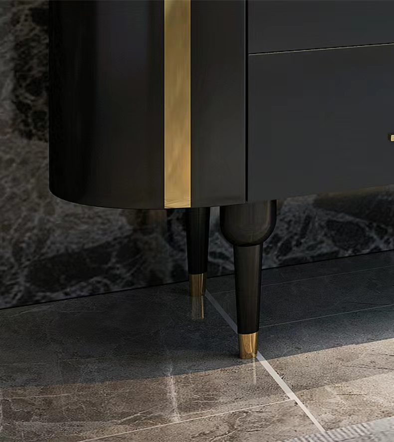 Pés de aço inoxidável do esmalte luxuoso preto nobre do titânio dos armários do aparador quatro feitos sob encomenda