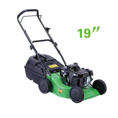 Tamanho pequeno equipamento do cortador de relva da grama do jardim da gasolina do impulso da mão de 19 polegadas