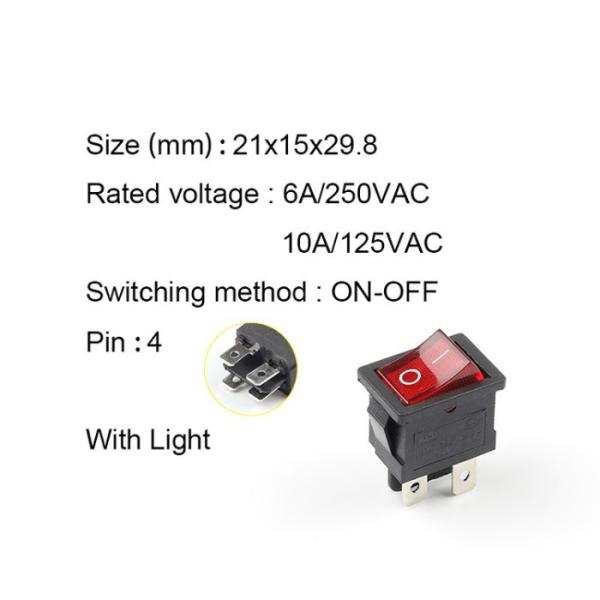 5 PCS / LOT KCD1 4 Pin 21*15mm On Off Boat Car Rocker Switch 6A 250V AC 10A/125V AC