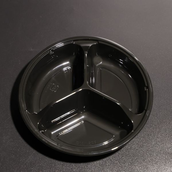 OEM Round Plastic Plates With Compartments Disposable PET Food Tray Custom Color