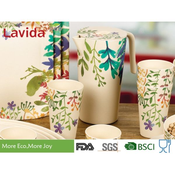 Customized Bamboo Disposable Dinnerware European Water - Colored Flowers And  Birds Style