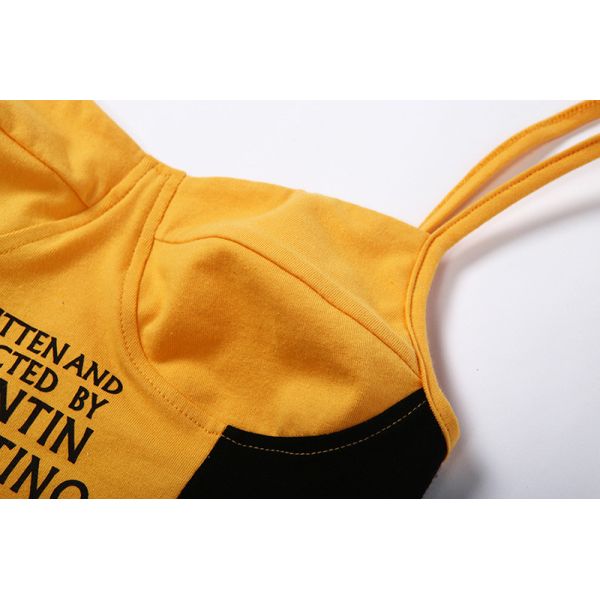 Letter Printing Ladies Camisole Tank Tops Contrast Color Stitching