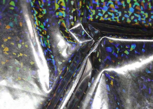Silver PU Leather Faux Leather , Polyester Faux Leather No Fading