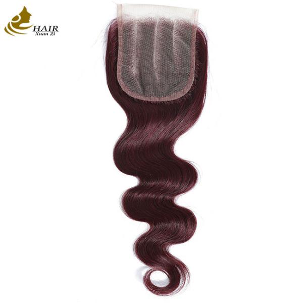 Virgin Ombre 99j Body Wave Human Hair Lace Closure With Baby Hair