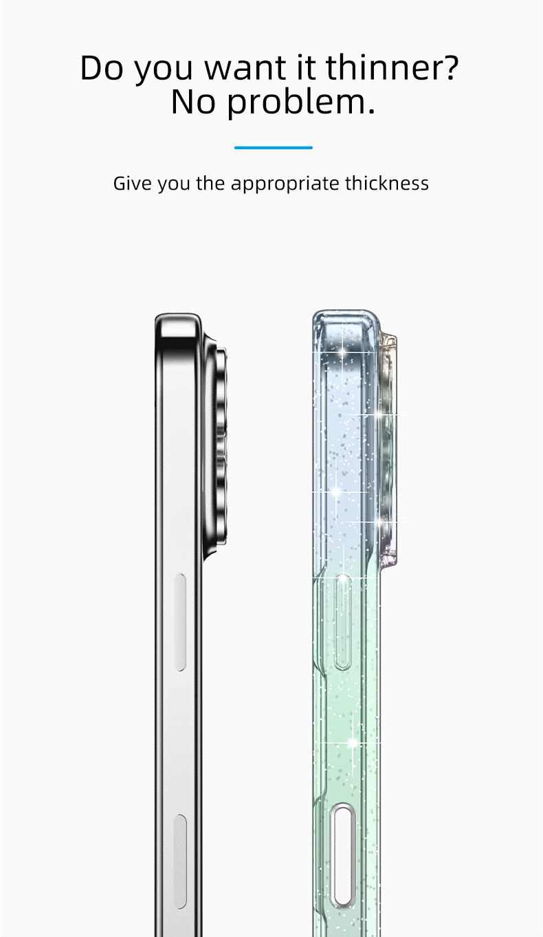 Transparent Magnetic Glitter Ultra-thin Protective case for iPhone 17 Series TPU Shockproof Iridescent Gradient Colors OEM/ODM