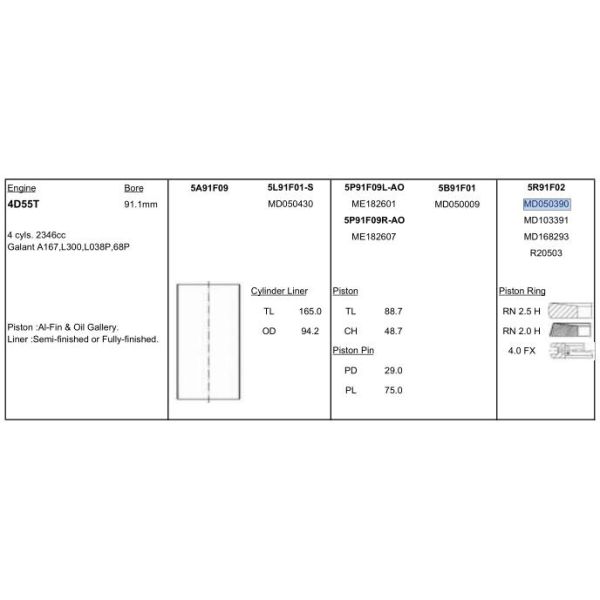MD050390 Mitsubishi Piston Rings / Diesel Piston Rings Anti Rust 4D55T
