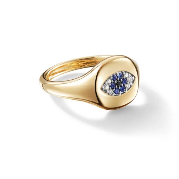 Бразильские кабельные коллекционеры Злое око Мини-Пинки-Ринг 18K Золото Белое CZ 925 Серебро