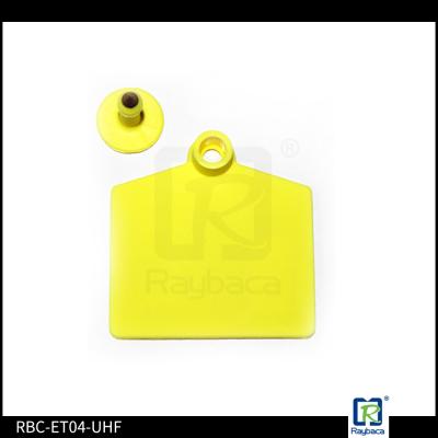 Yellow UHF RFID Engravable Cattle Ear Tags For Livestock