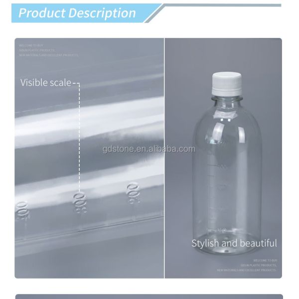 Shrink Sleeve 1000ml 500ml PET Screw Top Plastic Bottle 38g 51g