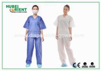 Vestidos de protecção descartáveis cirúrgicos respiráveis Camisa e calça de uso hospitalar