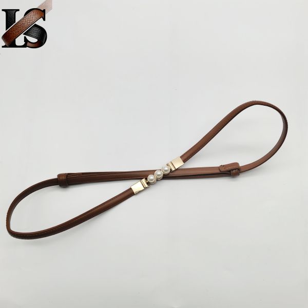 1CM Customizable Alloy Pearl Buckle Adjustable Women'S Slim Waist Belt Raised Belts
