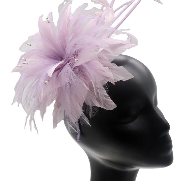 Graduação, ocasião, fascinador de penas cor-de-rosa, faixa de penas de flores Hackle.