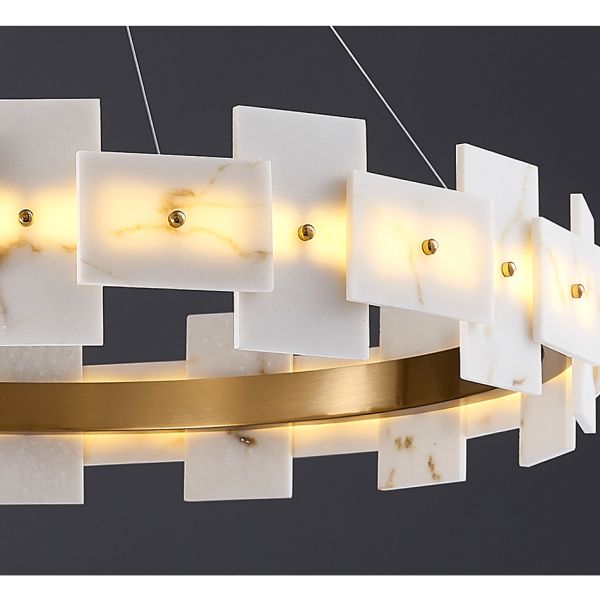 Led Creative Chandelier For Living Room White Ring Marble Chandelier(WH-MI-318)