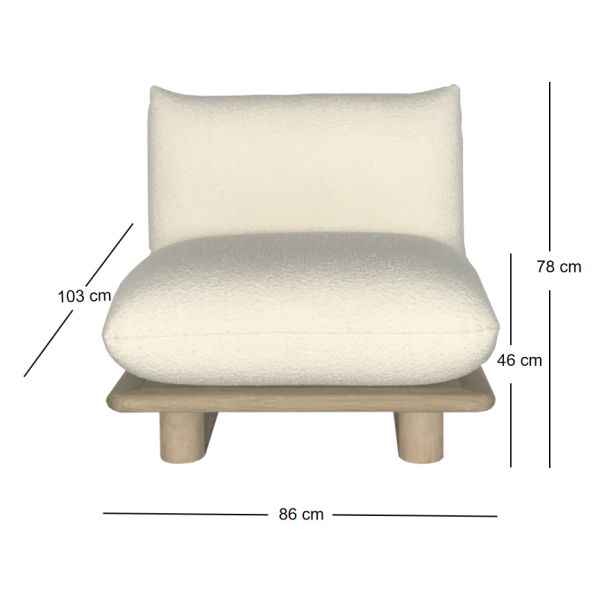 Sofá sin brazos con patas de madera Sofá individual Conexión modular sin costuras