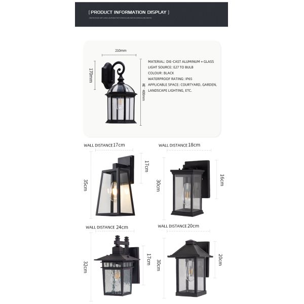 200W Yard Wall Mount Led Light Outdoor Medieval Classical Lantern Shape Waterproof