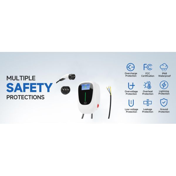 Smart Home Wall-mount EV Charging Station 7KW 11kW 22kW Type 1 Type 2 EV Charging Station With App/RFID/WIFI/Bluetooth