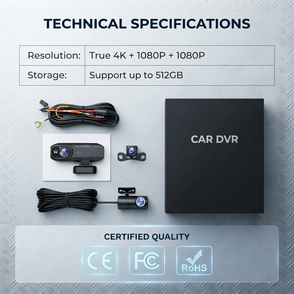 3 Channel 4K Dash Cam Front Rear Inside with 4G Remote Monitoring DMS ADAS GPS Fleet Management Vehicle DVR