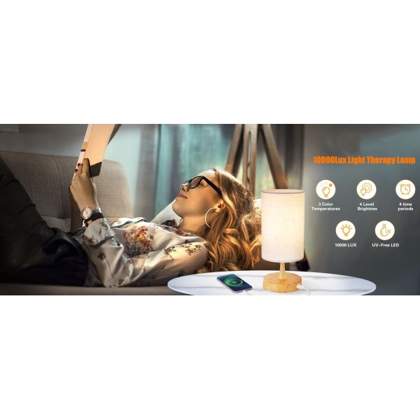 Modern LED Sad Lights 1000LUX Sleep Therapy Lamp Dimmable 3 Color Temperature Timer
