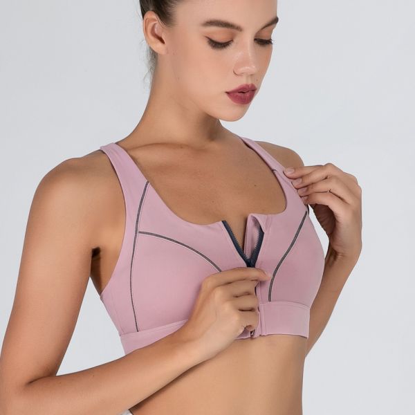 Full Cup Front Zipper Sports Bra Shockproof Fitness High Strength