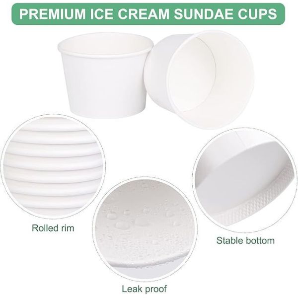 Vaso de papel para helado de 4oz-32oz, apto para microondas, a prueba de fugas, con tamaño personalizado
