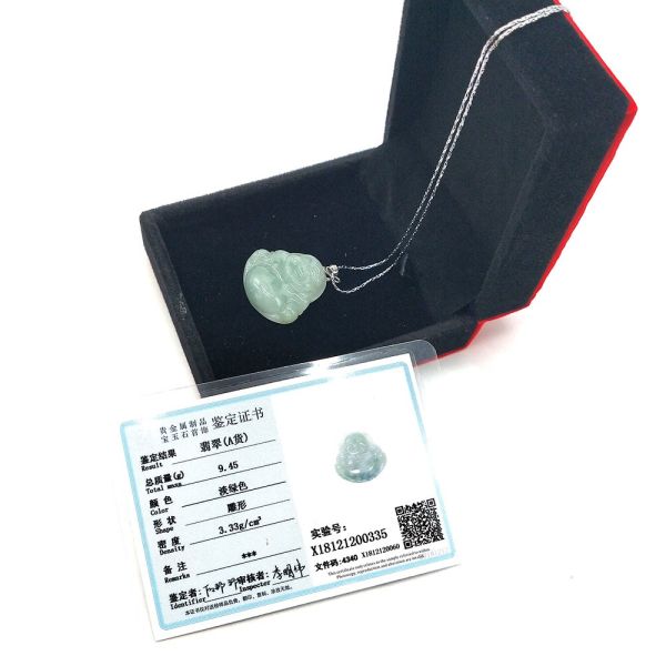 Regional Feature Jadeite Jade Pendant Buddha Statue Necklace with Traditional Chinese Style