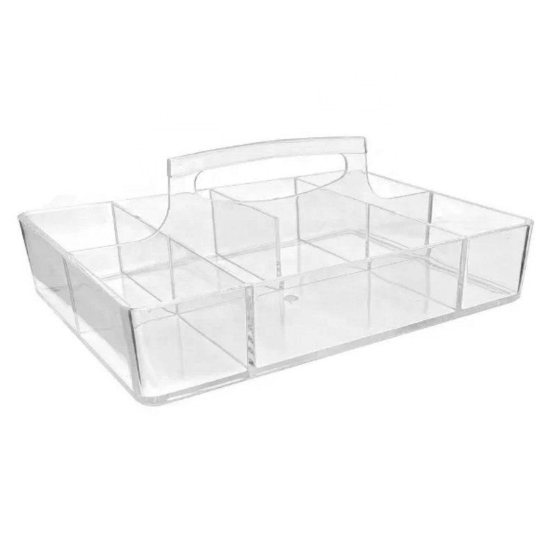 Custom Rectangle Acrylic Organizer Tray Clear Single Tier Standing Storage for Cosmetics Jewelry Office Supplies