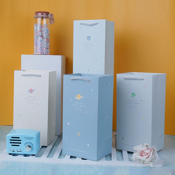 Galactic Cherish Thermos Gift Bag Set Cosmic Planet Print Packaging Beverage Romantic Universe Theme