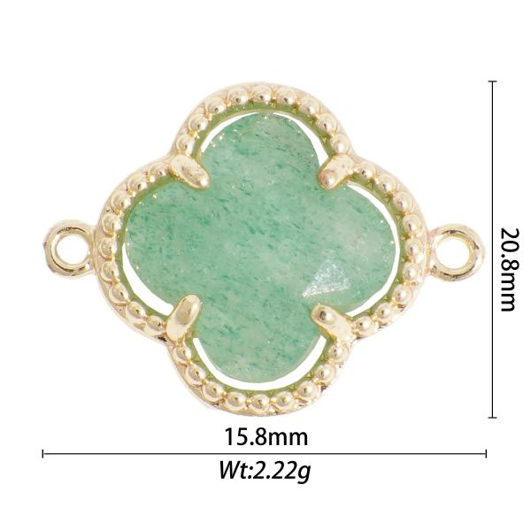 New Design Colorful Natural Stone Four Leaf Clover Charms Fine Pendants & Charms