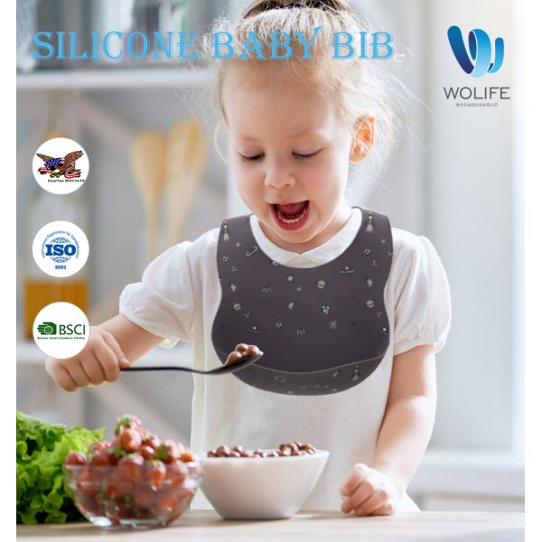 Cartoon BPA Free Baby Eating Bib Waterproof Silicone Catch Bib