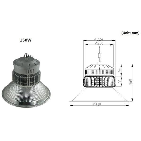Aluminum Fin LED High Bay Light 100W 150W 200W 300W