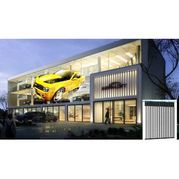 Slim Light Weight Transparent LED Screens Glass Curtain Lower Power Consumption