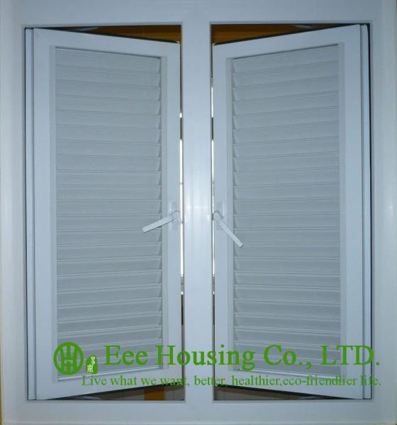 White Color UPVC  Louvered Casement Windows,  Smooth and easy-to-clean surface