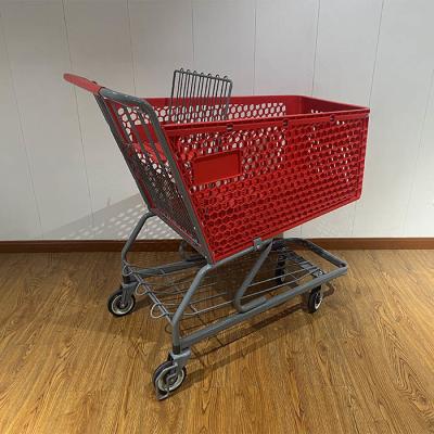 180L Plastic Supermarket Hypermarket Shopping Hand Trolley