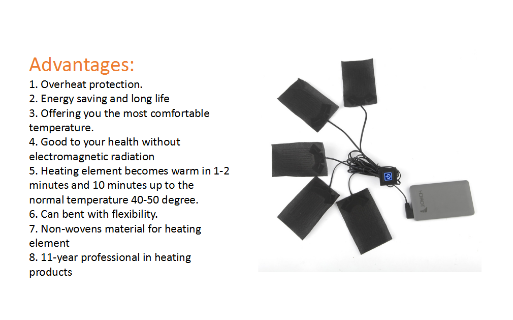Rechargeable 5V Battery Heated Pad Carbon Fiber Heating Elements For Clothes Socks Scarf Rug Pads