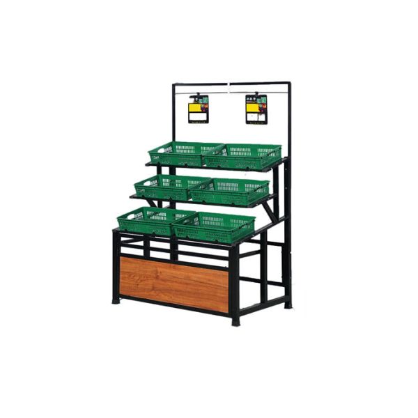 Waterproof Q235 Steel Vegetable Display Rack 3 Tier Metal Basket Stand