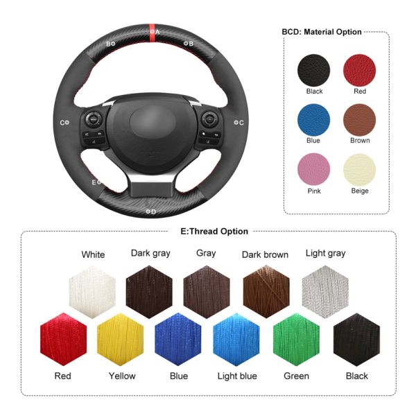 MEWANT Drop Ship For Lexus IS200t IS250 IS300 IS350 IS F-Sport Diy Carbon Suede Steering Wheel Cover Carbon For Lexus Red Line