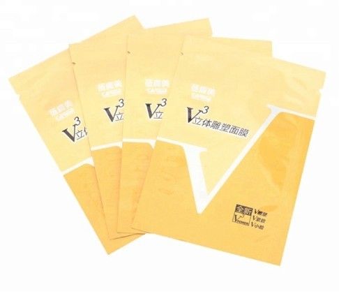 High Quality Matte Pure Aluminum Foi three side seal Clear Plastic Cosmetic Bags for facial mask packing