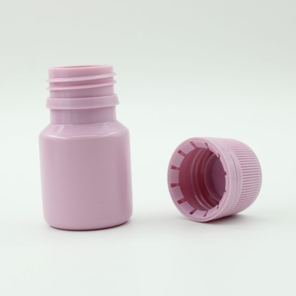 PE Collar 30ml 2oz Pink HDPE Plastic RX Bottle Equipped with Child Resistant Closure Perfect Liquid Medication Packaging