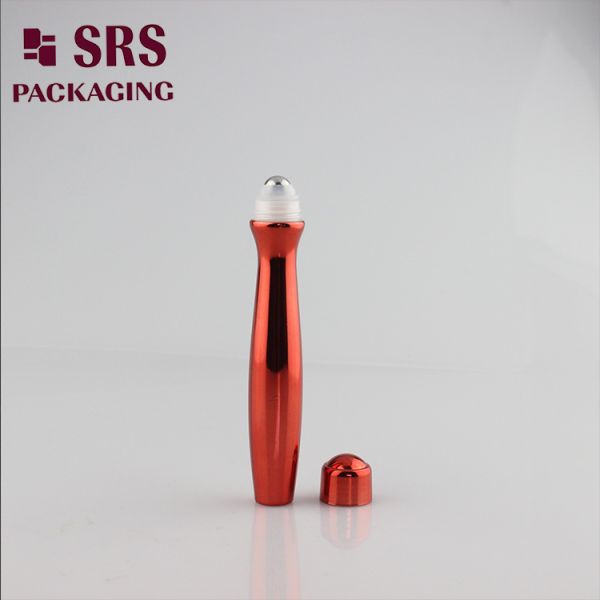 SRS packaging plastic eye serum 15ml red color PETG roll on bottle
