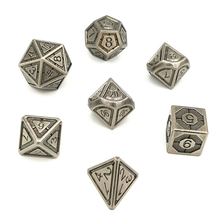 Customized Color Zinc Alloy Metal Dice Set - Durable Polyhedral RPG Dice for Tabletop Games