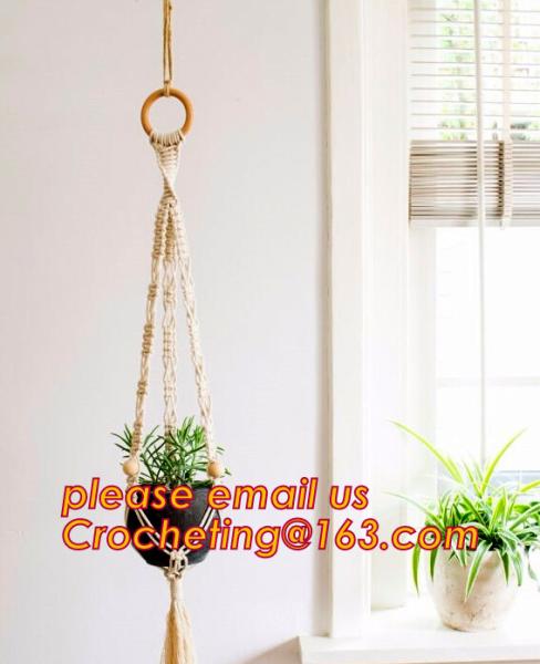 Wholesale 2 Pack Plant Hanger with Ring Jute 4 Leg 43.5 Inches for Indoor Outdoor Ceiling Deck Balcony Round and Square