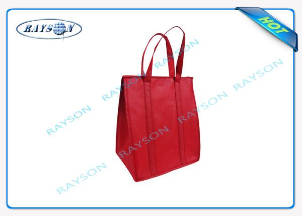 Eco Promotional Long Handle Pp Non Woven Fabric Bags Cooler Bag With Zipper