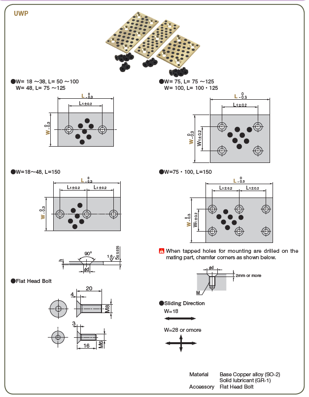 Copper Alloy Type Self Lubricating Bearings Thickness 5mm SO#50SP2