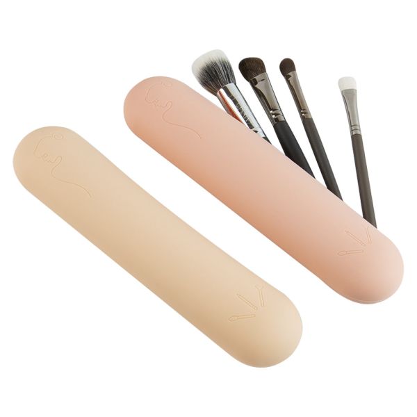 Bolsa de cosméticos de silicona portátil de viaje personalizada de gran venta en 2025, bolsa de almacenamiento de maquillaje