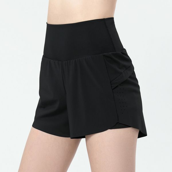 Фабрика OEM Производитель Пользовательский логотип Высокая талия Эластичная талия Быстросохнущая фитнес-шорты с защитой от опустошения